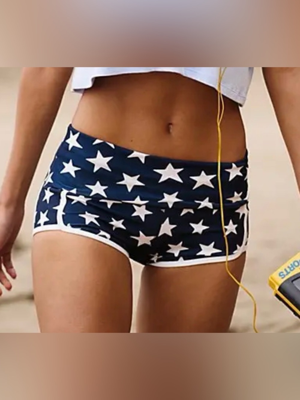Free People Navy Star Print Athletic Shorts